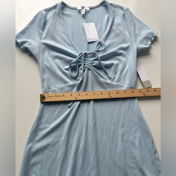 NWT BP Nordstrom Blue Tie Front Lettuce Edge Fitted Mini Dress Women’s Medium - Picture 6 of 10